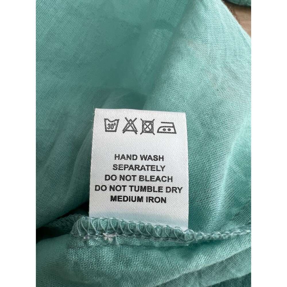 Layerz NWT 100% Cotton Collared Shirt Dress Flowy Gauzy Eyelet Seafoam Green M - Picture 6 of 12